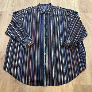 Robert Graham Men's 4XLT Long Sleeve Striped Shirt – Artist Edition Colorful